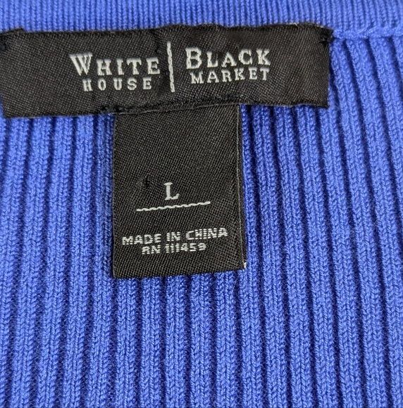White House Black Market Ribbed Cobalt Blue Cardigan Front Snap Large - Picture 2 of 7
